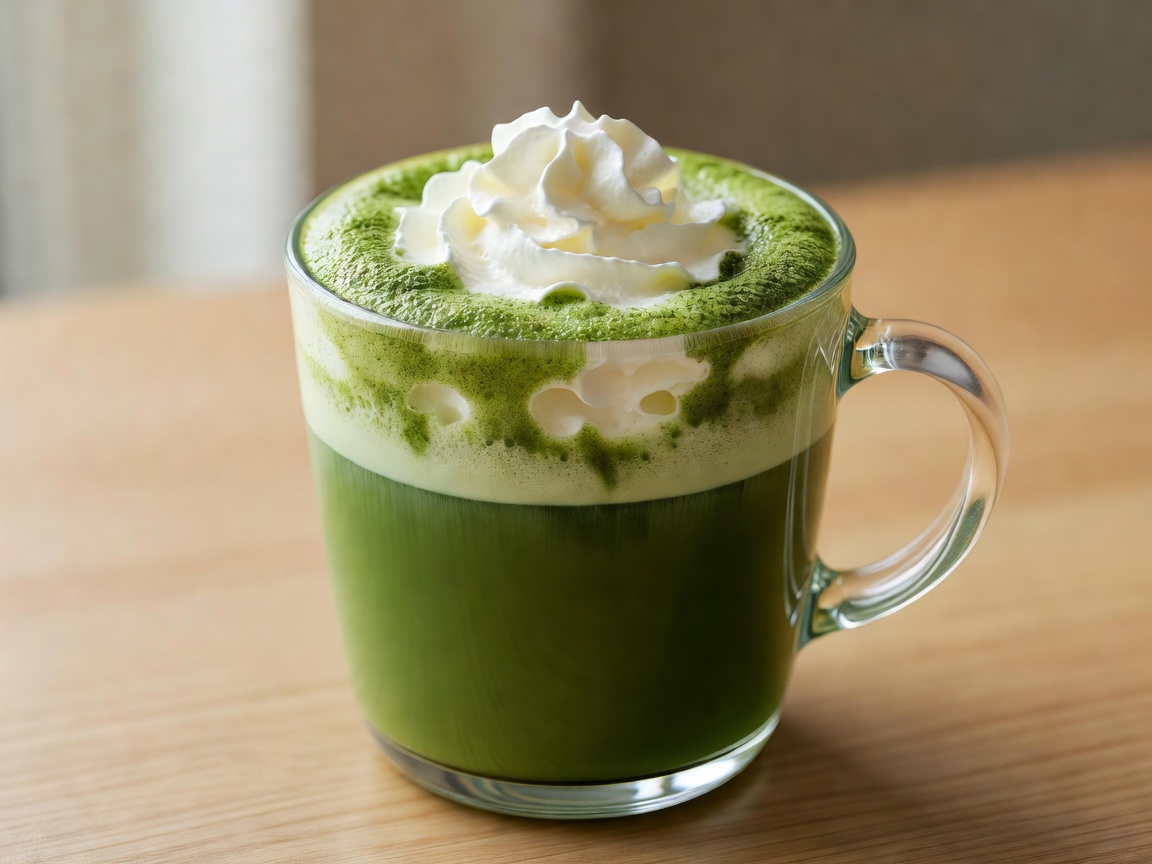 Matcha Einspanner beverage with vibrant green ceremonial matcha foam